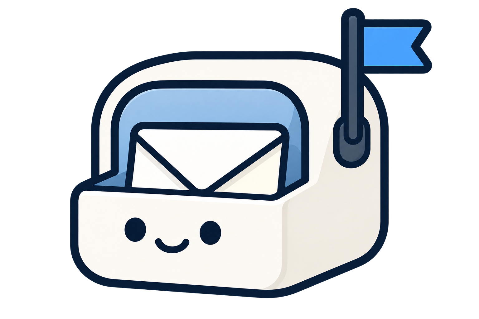 Inboxlet, a smiling tiny mailbox holding an envelope